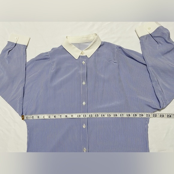 Silk Striped Shirt with Contrasted Collar and Cuffs - Picture 9 of 12